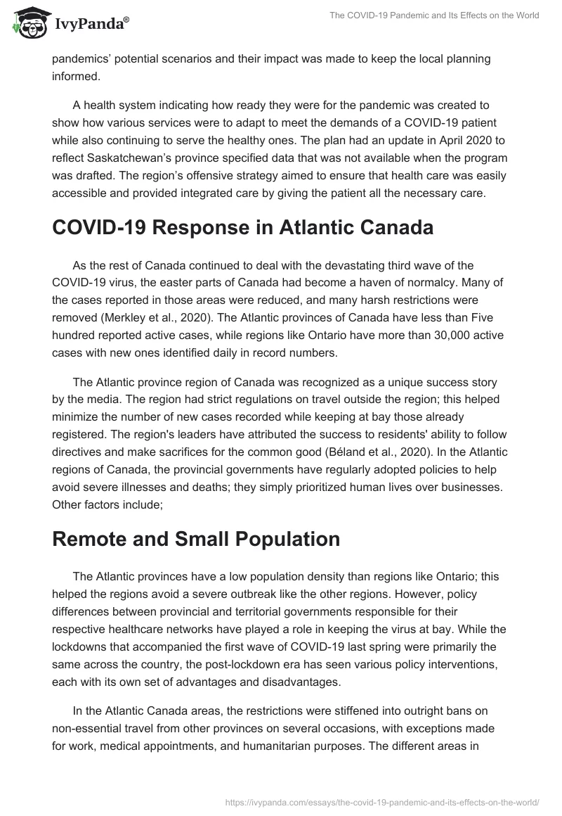 The COVID-19 Pandemic and Its Effects on the World. Page 4