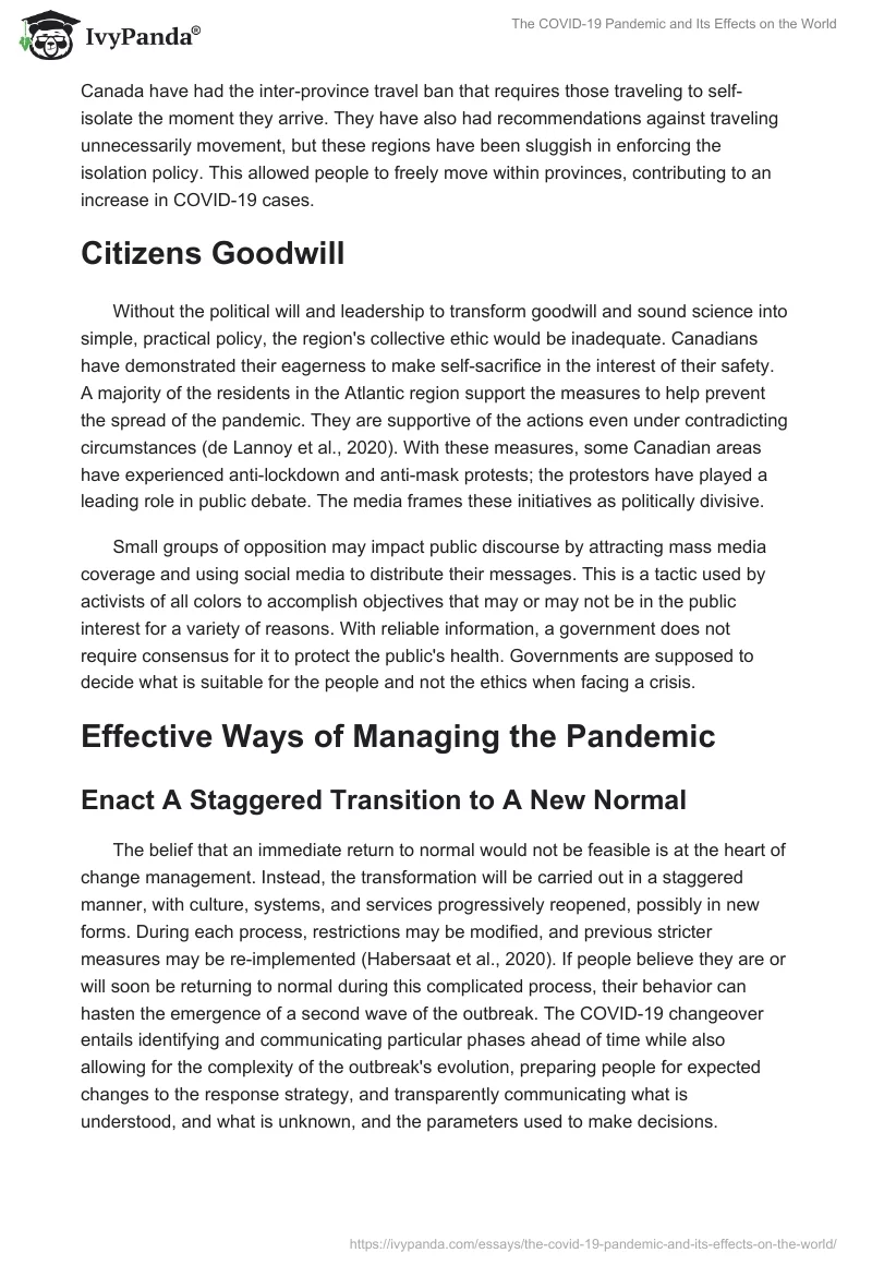 The COVID-19 Pandemic and Its Effects on the World. Page 5