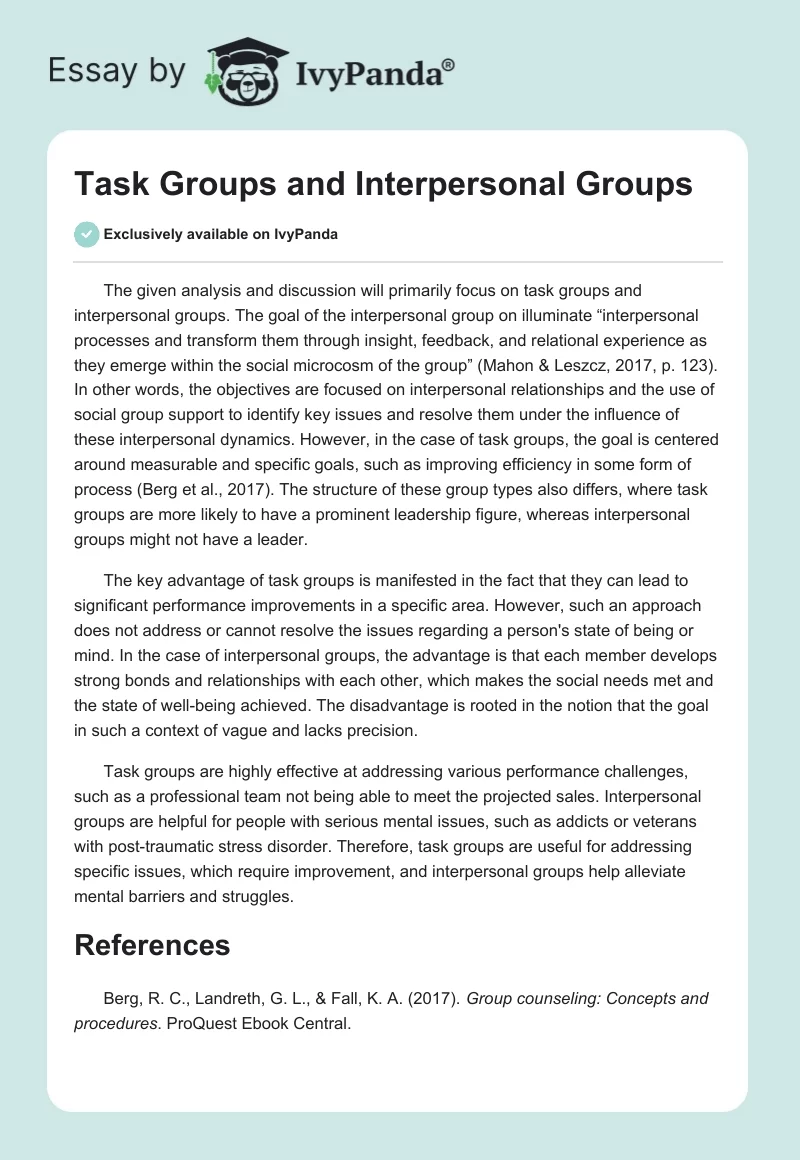 Task Groups and Interpersonal Groups. Page 1