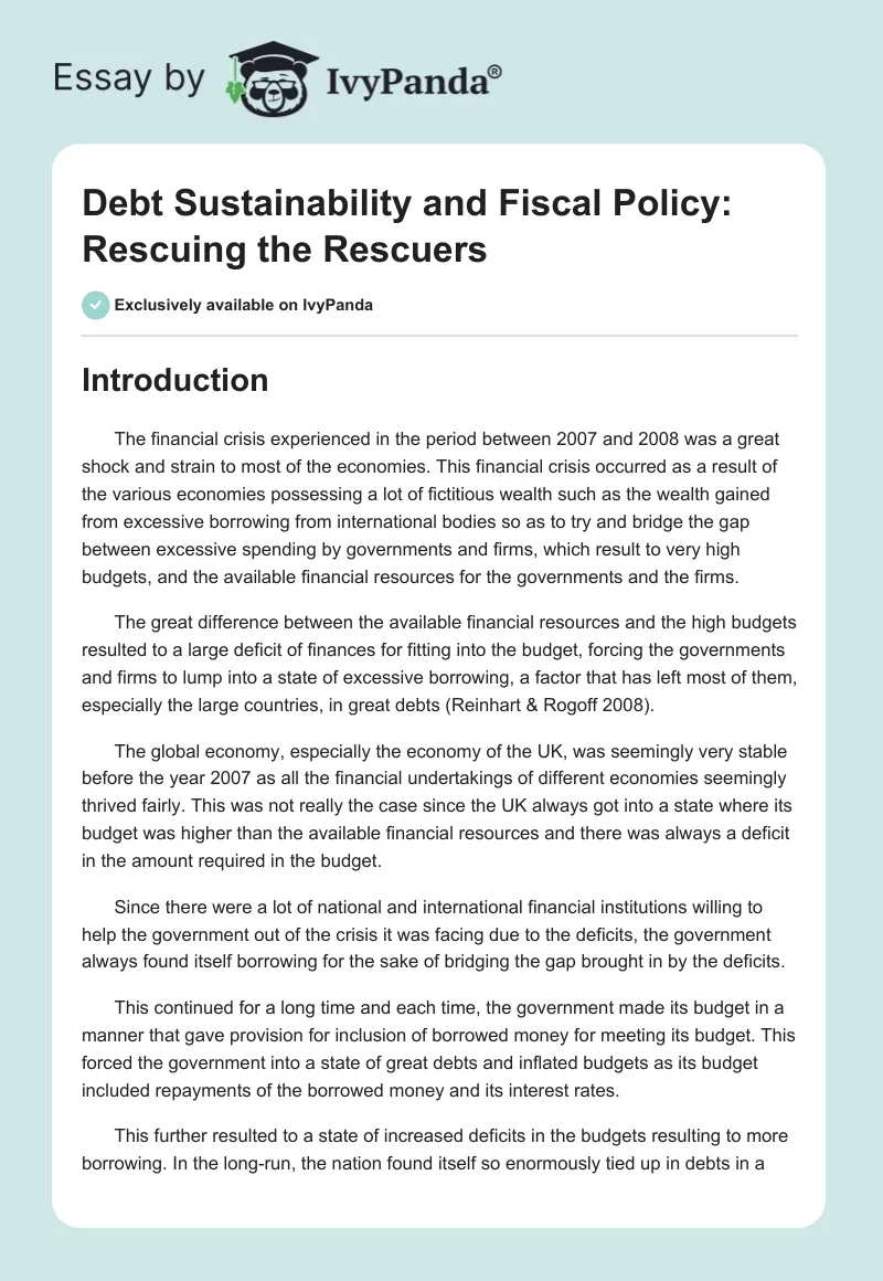 Debt Sustainability and Fiscal Policy: Rescuing the Rescuers. Page 1