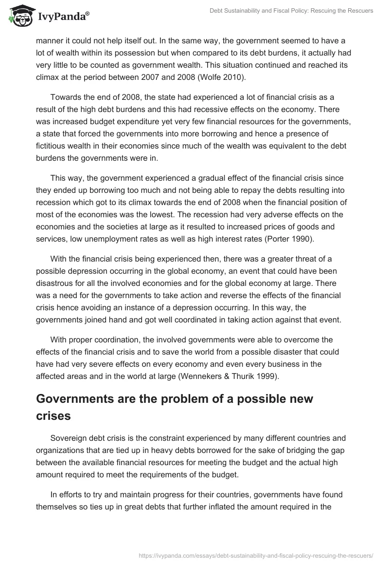 Debt Sustainability and Fiscal Policy: Rescuing the Rescuers. Page 2