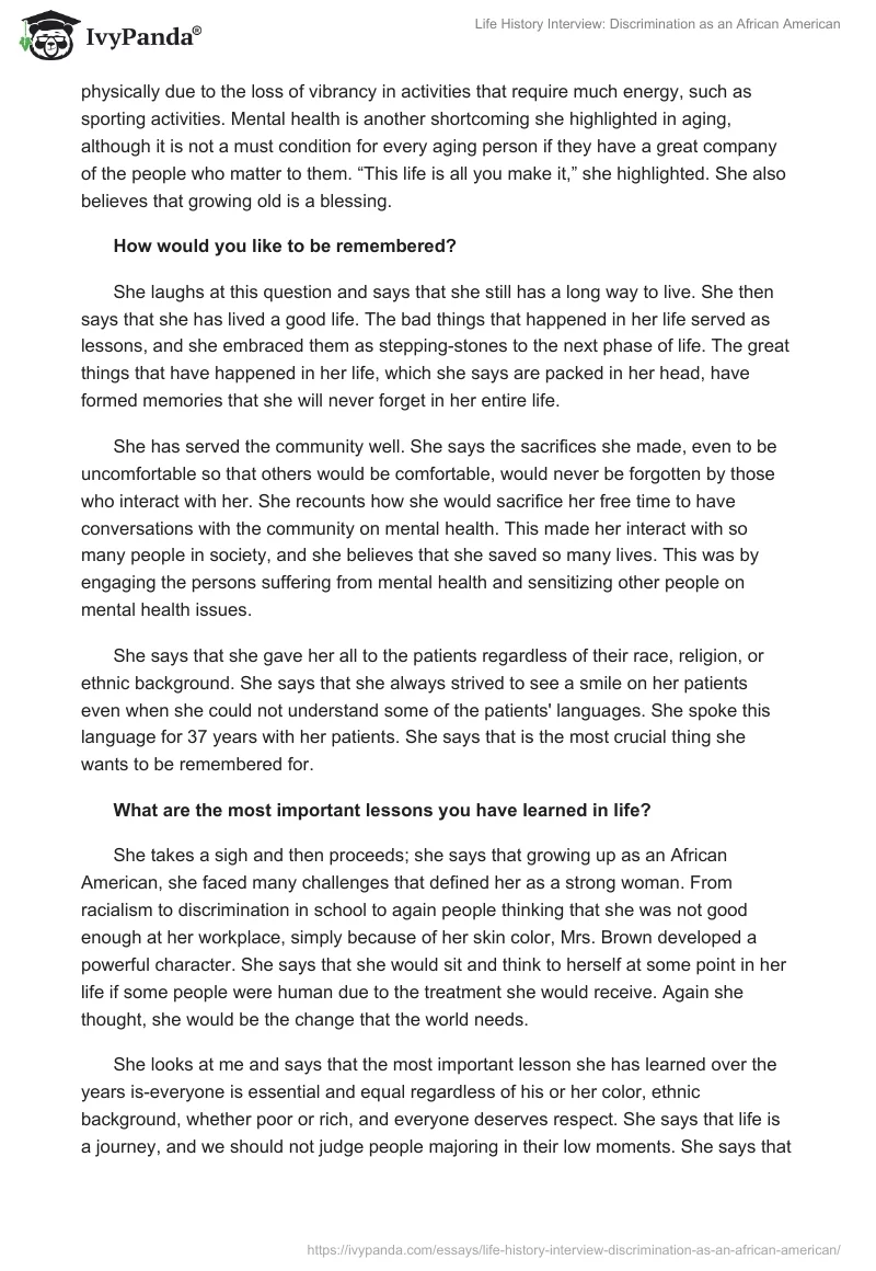 Life History Interview: Discrimination as an African American. Page 4