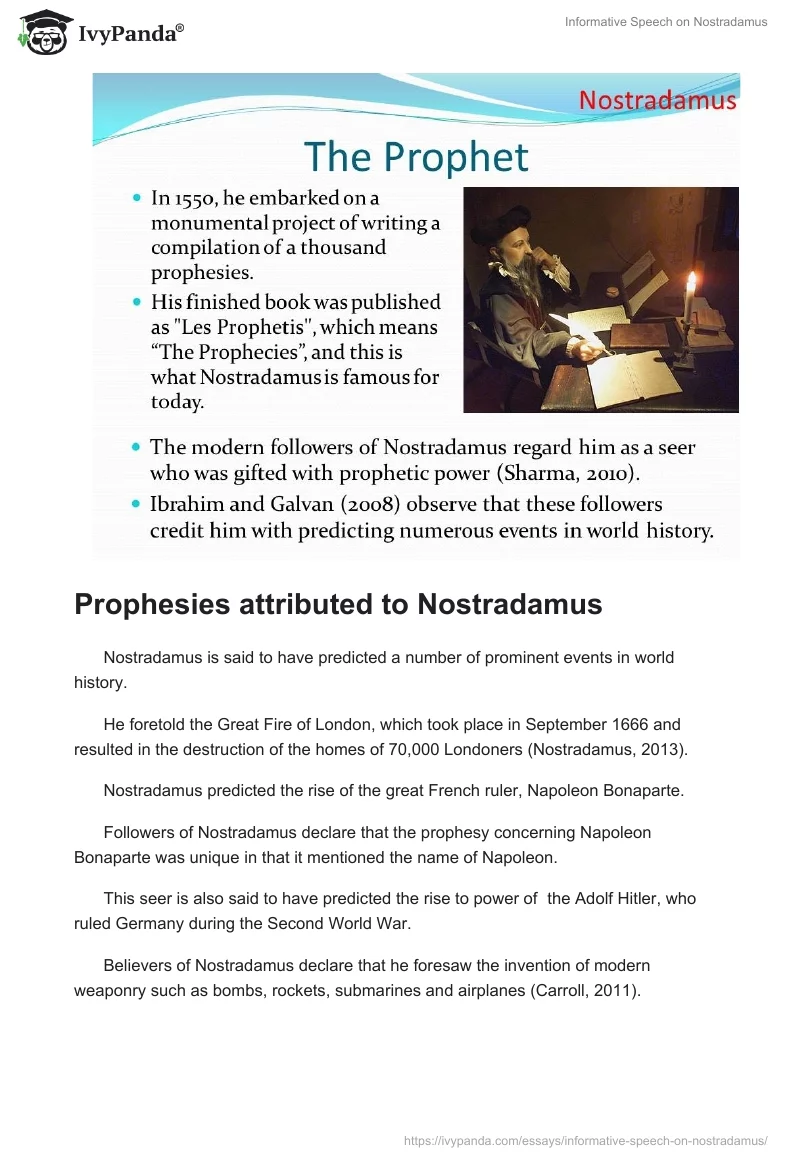Informative Speech on Nostradamus. Page 3