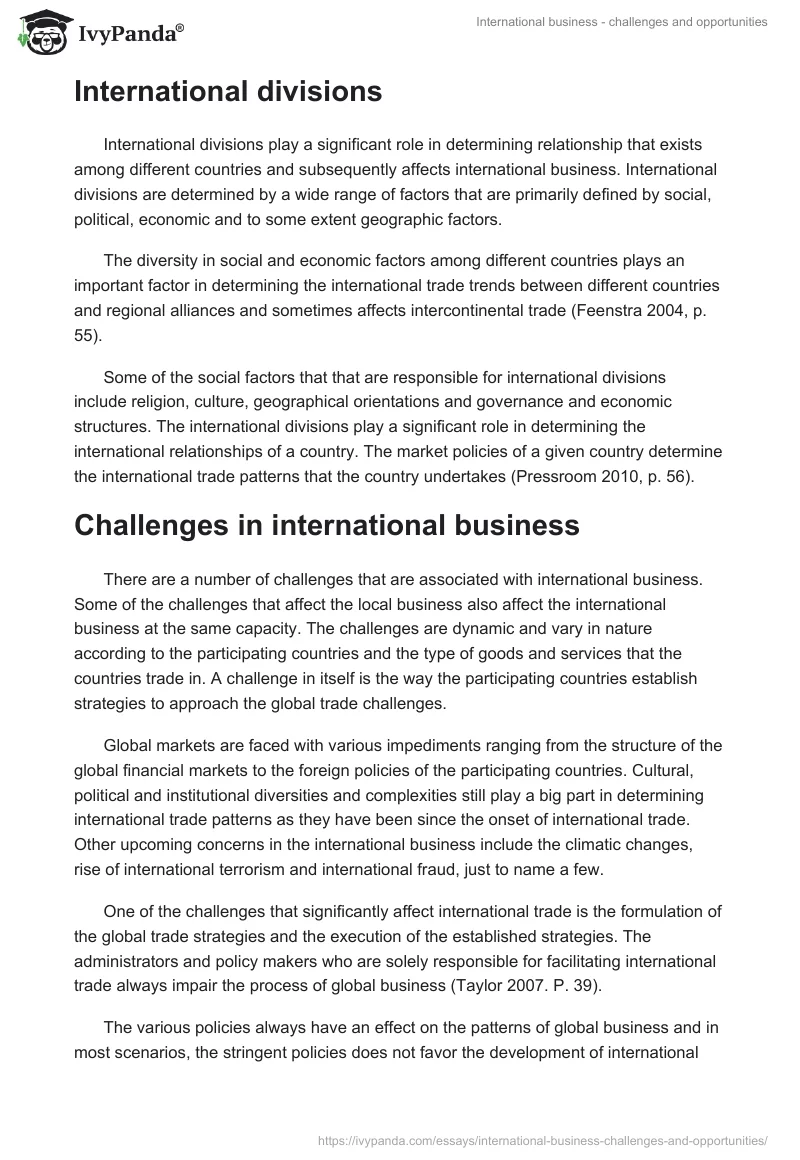 International Business - Challenges and Opportunities. Page 2