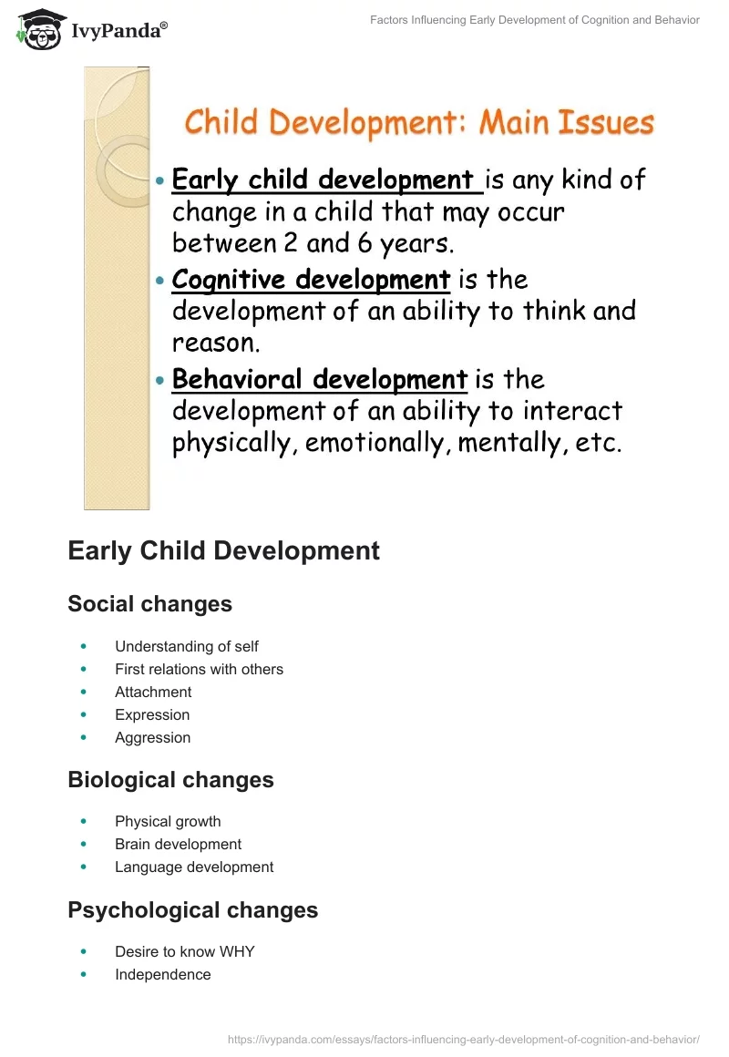 Factors Influencing Early Development of Cognition and Behavior. Page 2