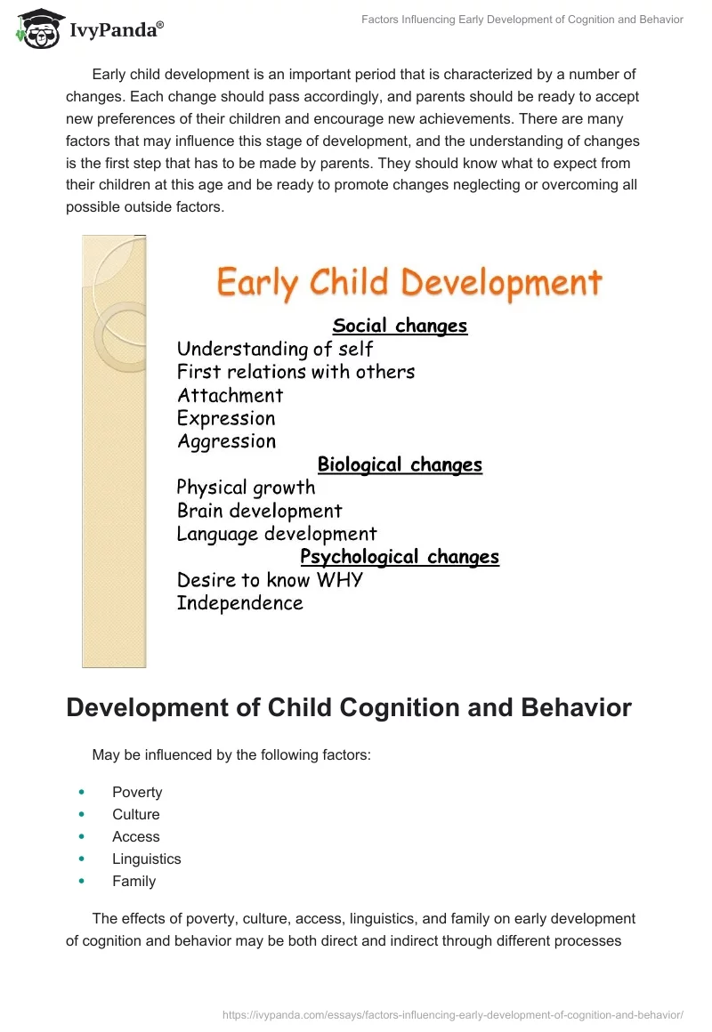 Factors Influencing Early Development of Cognition and Behavior. Page 3