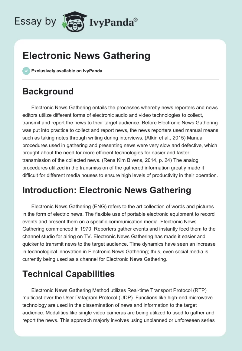 Electronic News Gathering. Page 1