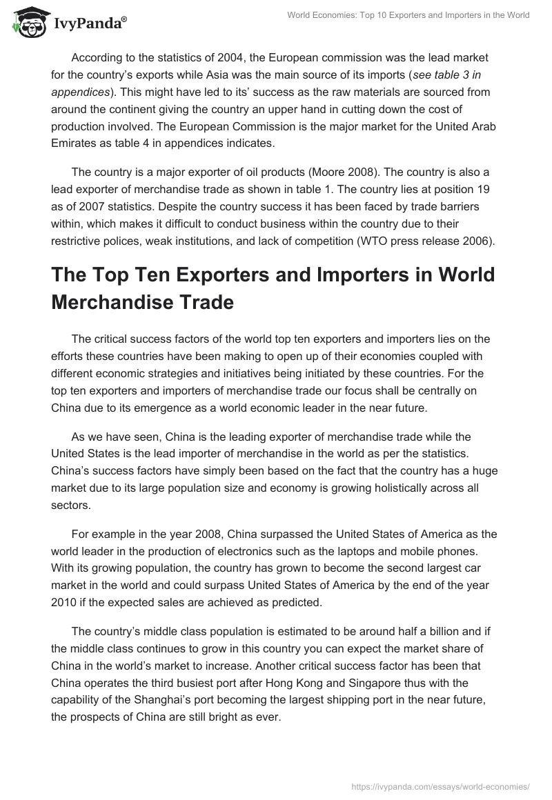 World Economies: Top 10 Exporters and Importers in the World. Page 2