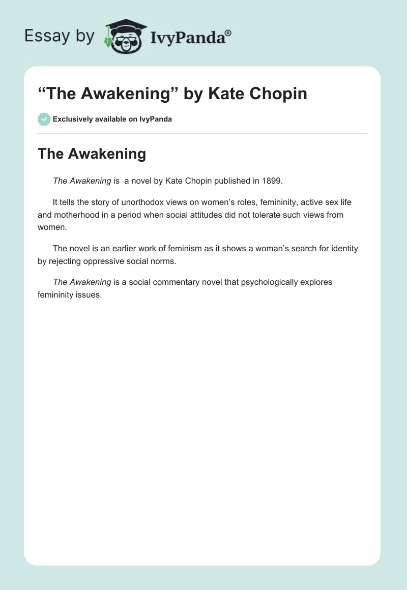 “The Awakening” by Kate Chopin. Page 1