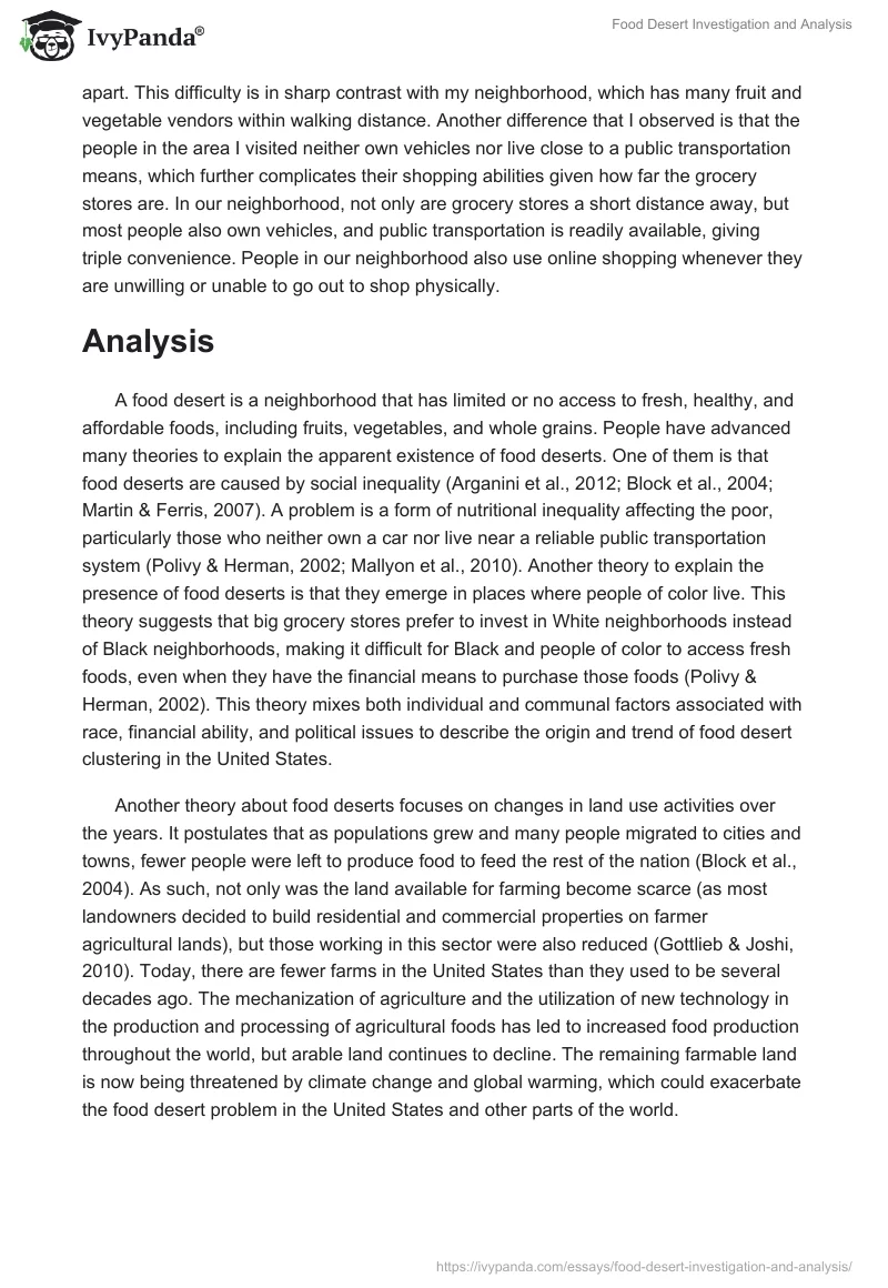 Food Desert Investigation and Analysis. Page 2