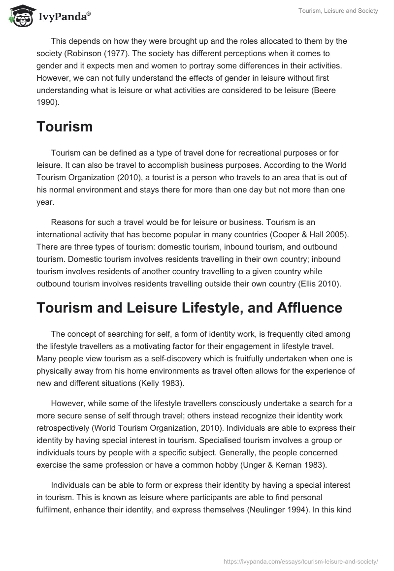 Tourism, Leisure and Society. Page 2