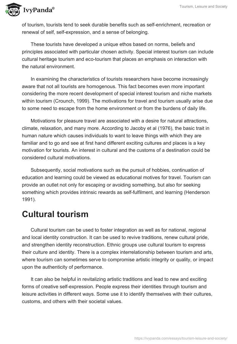 Tourism, Leisure and Society. Page 3
