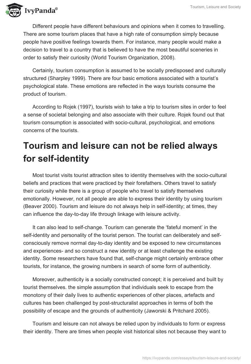 Tourism, Leisure and Society. Page 5