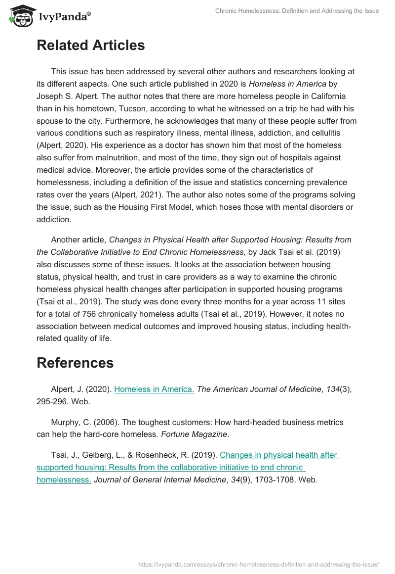 Chronic Homelessness: Definition and Addressing the Issue. Page 3