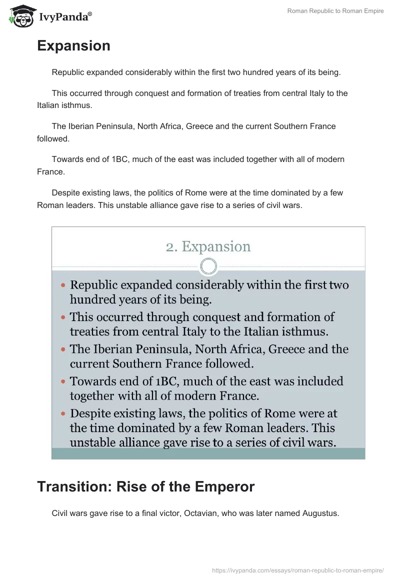Roman Republic to Roman Empire. Page 3