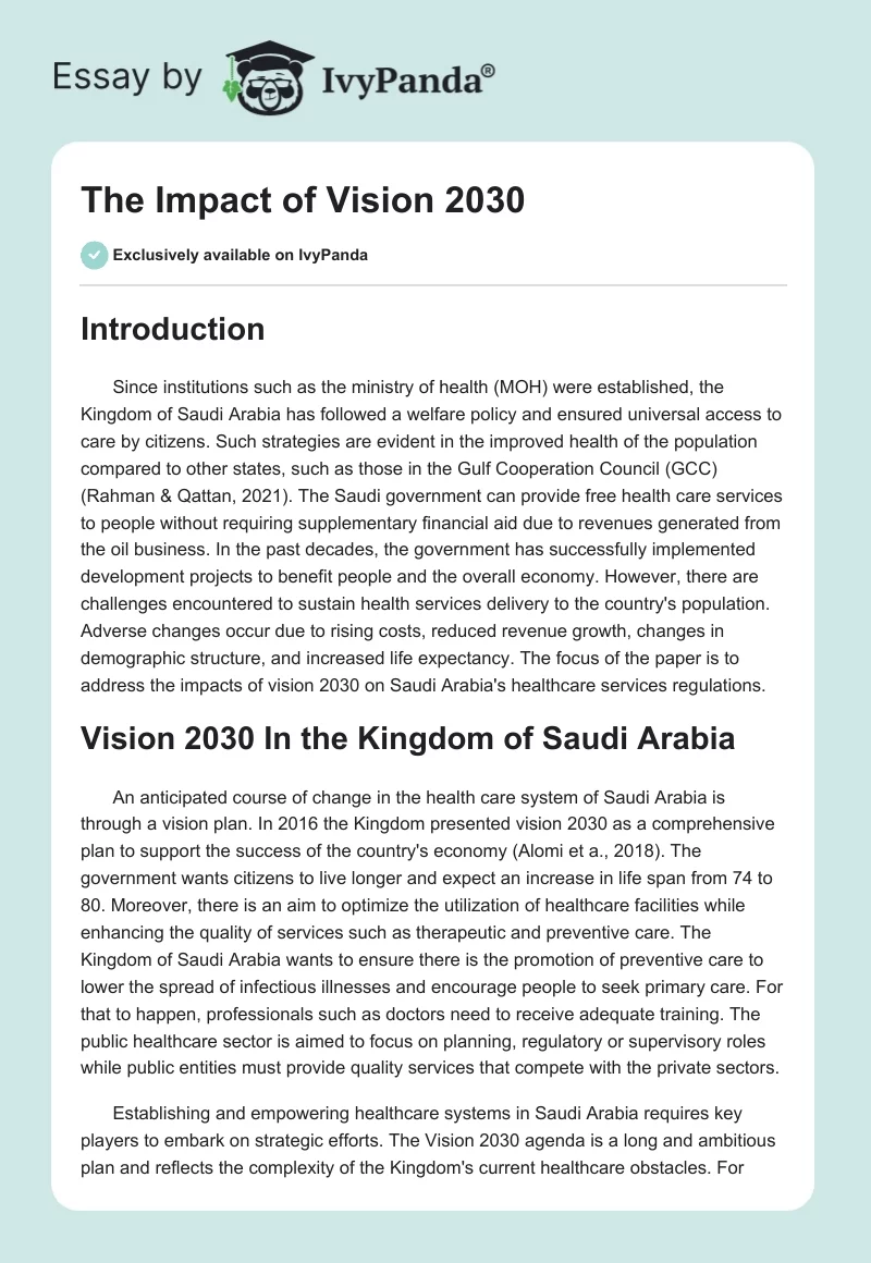 The Impact of Vision 2030. Page 1