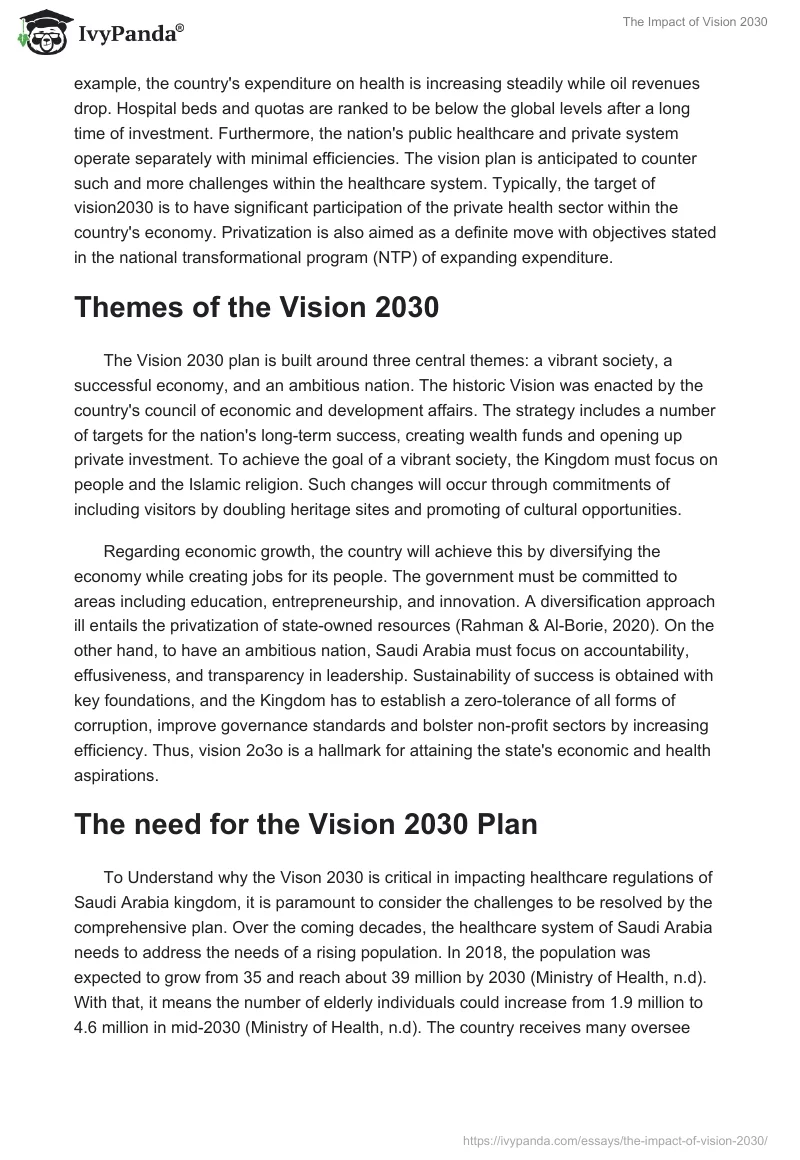 The Impact of Vision 2030. Page 2