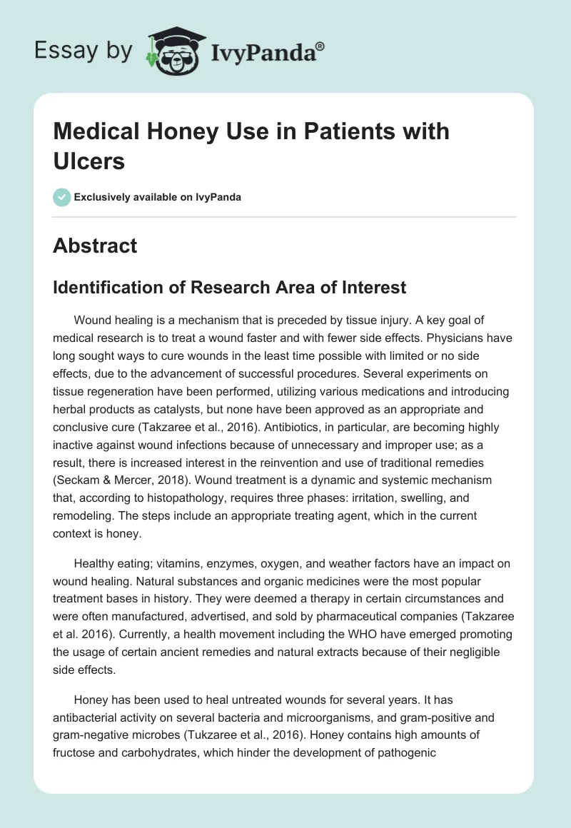 Medical Honey Use in Patients with Ulcers. Page 1