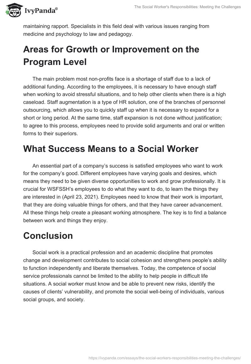 The Social Worker's Responsibilities: Meeting the Challenges. Page 3