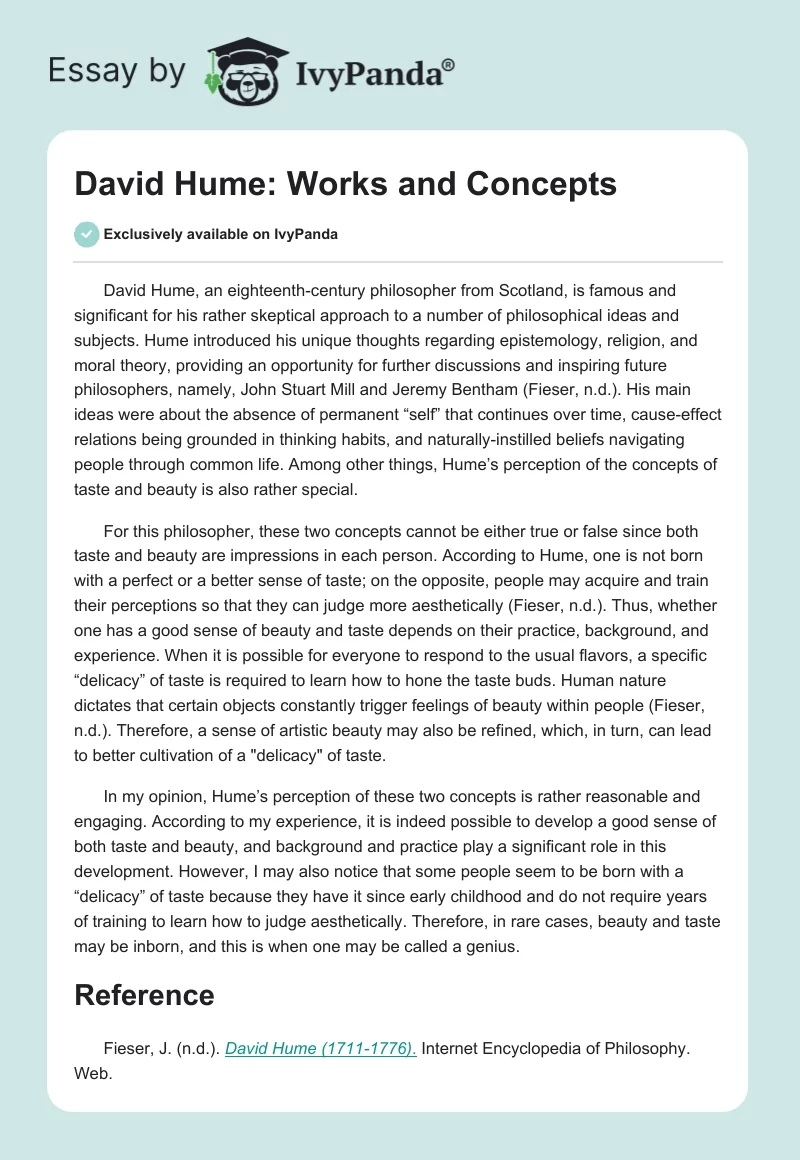 David Hume: Works and Concepts. Page 1