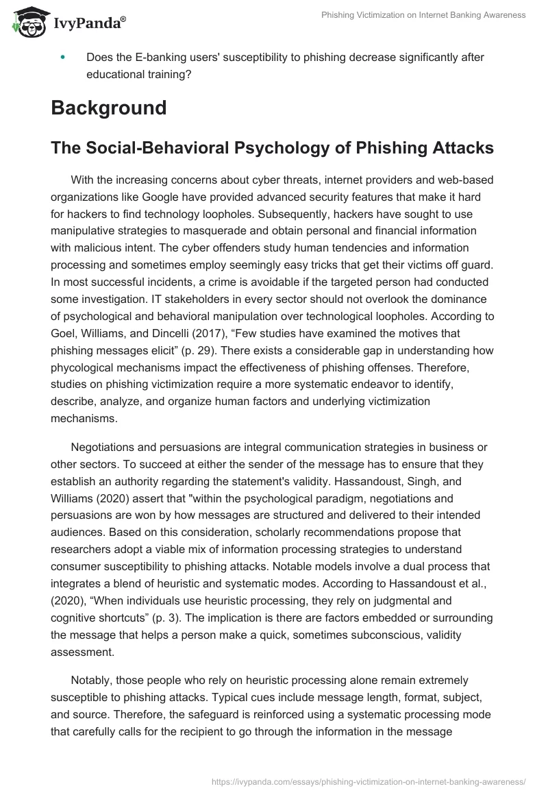 Phishing Victimization on Internet Banking Awareness. Page 3