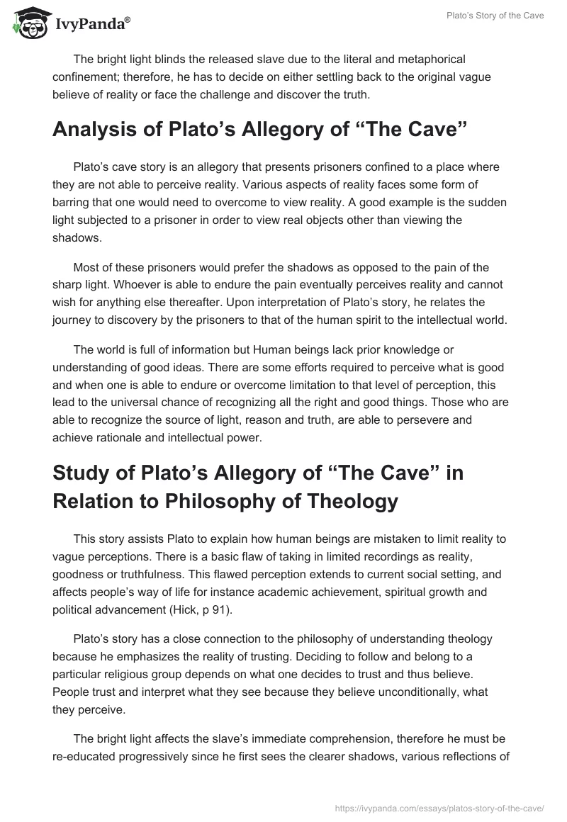 Plato’s Story of the Cave. Page 2