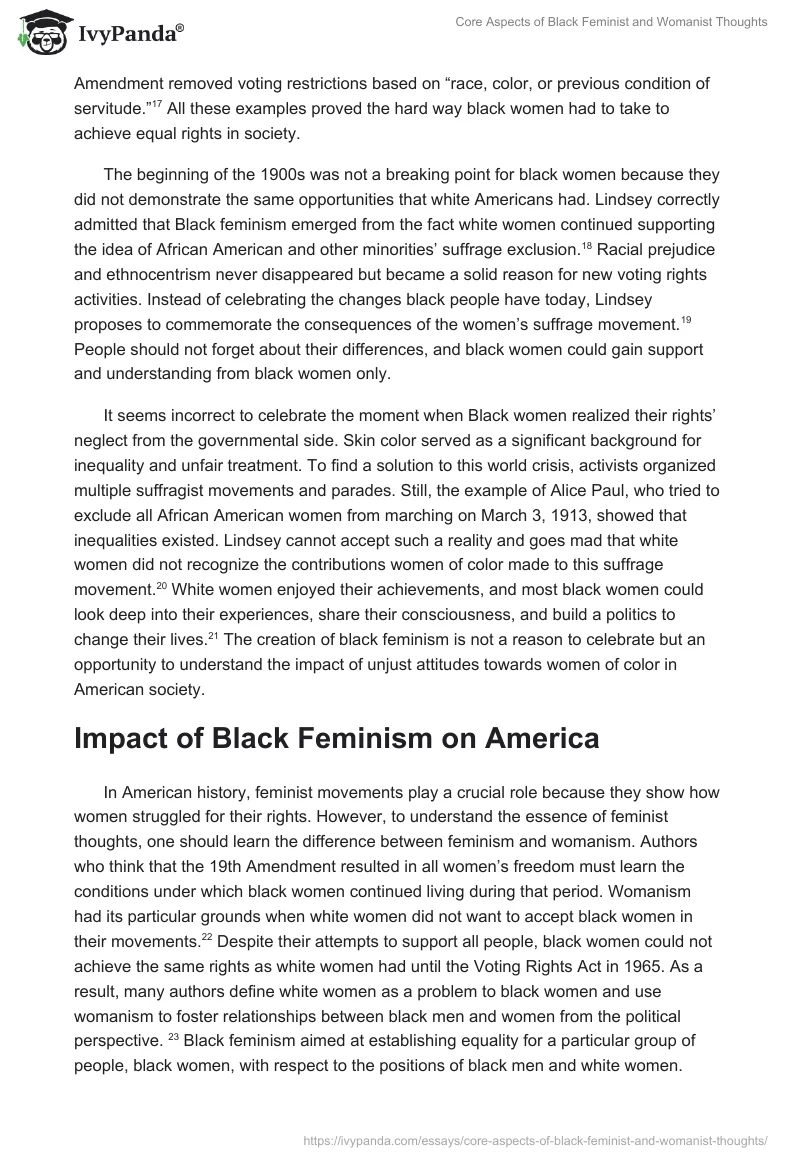Core Aspects of Black Feminist and Womanist Thoughts. Page 4