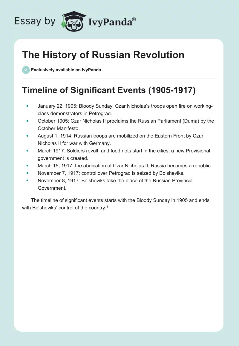 The History of Russian Revolution. Page 1