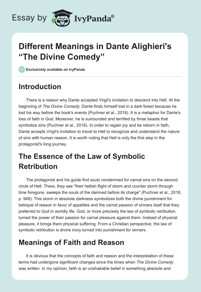 Different Meanings in Dante Alighieri's “The Divine Comedy”. Page 1