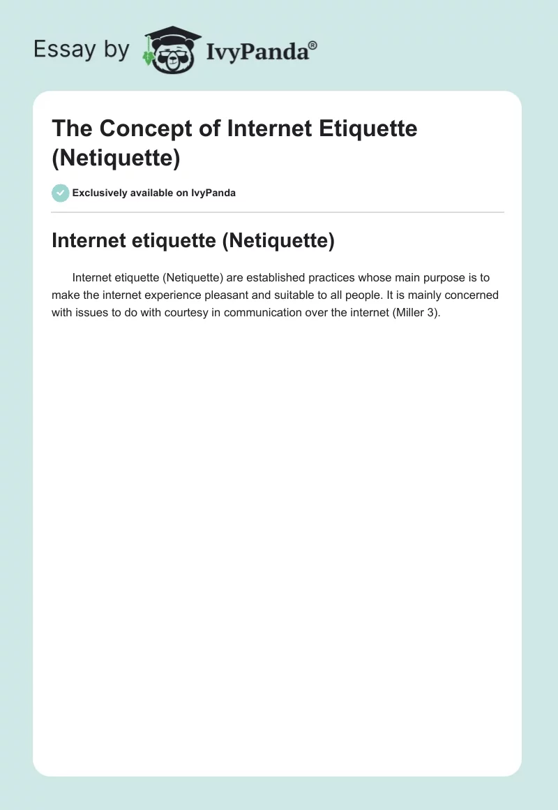The Concept of Internet Etiquette (Netiquette). Page 1