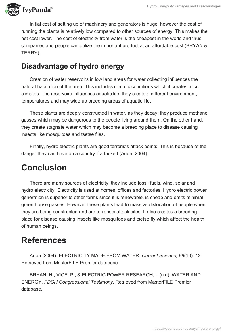 Hydro Energy Advantages and Disadvantages. Page 3