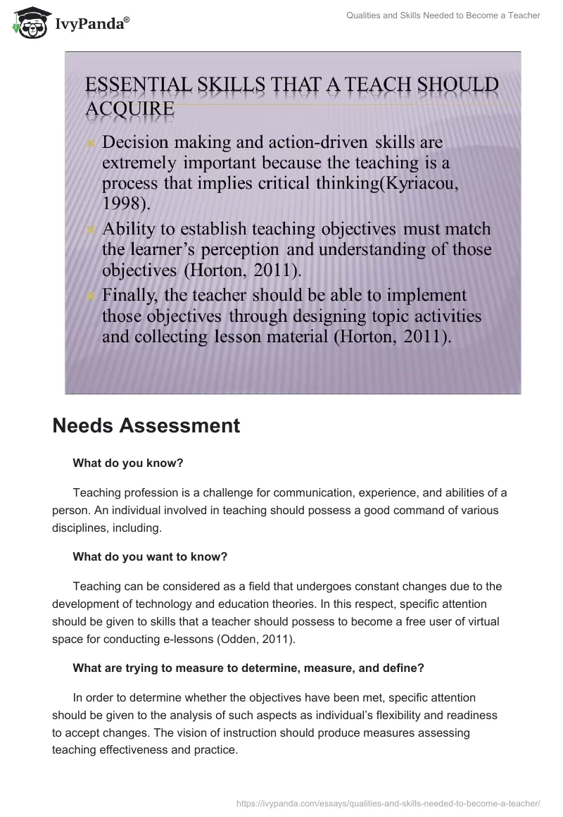 Qualities and Skills Needed to Become a Teacher. Page 2