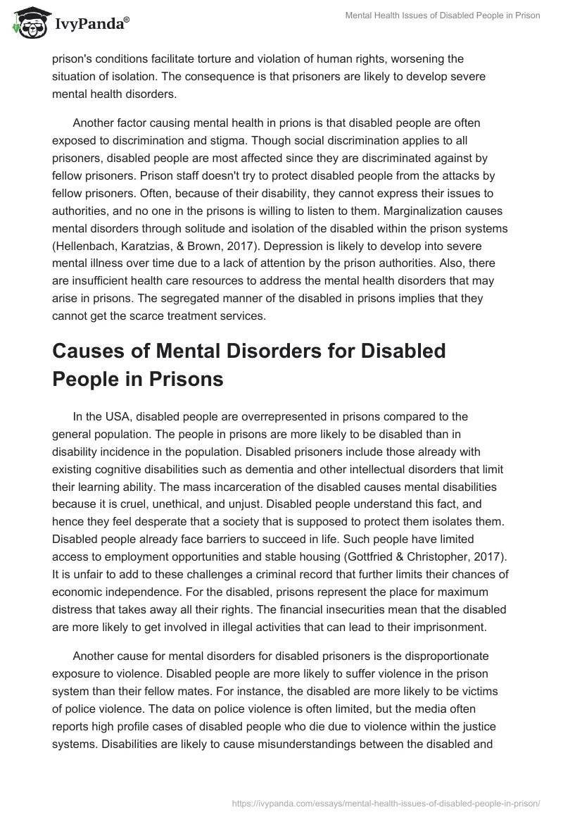 Mental Health Issues of Disabled People in Prison. Page 2