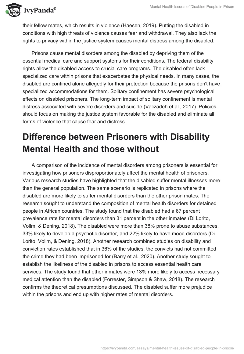 Mental Health Issues of Disabled People in Prison. Page 3