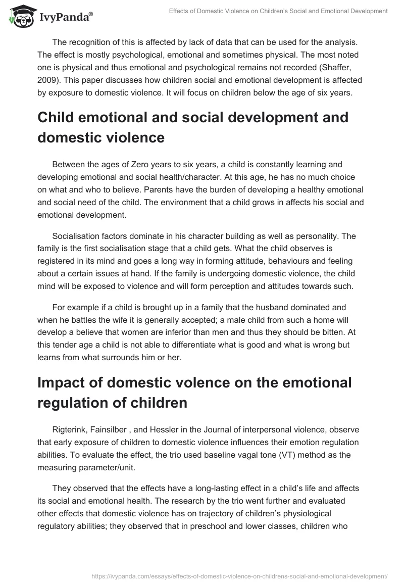Effects of Domestic Violence on Children’s Social and Emotional Development. Page 2