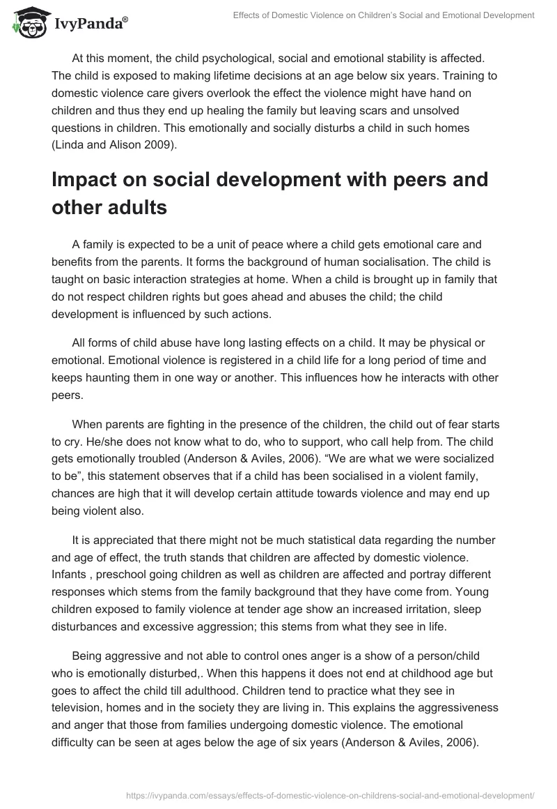 Effects of Domestic Violence on Children’s Social and Emotional Development. Page 4