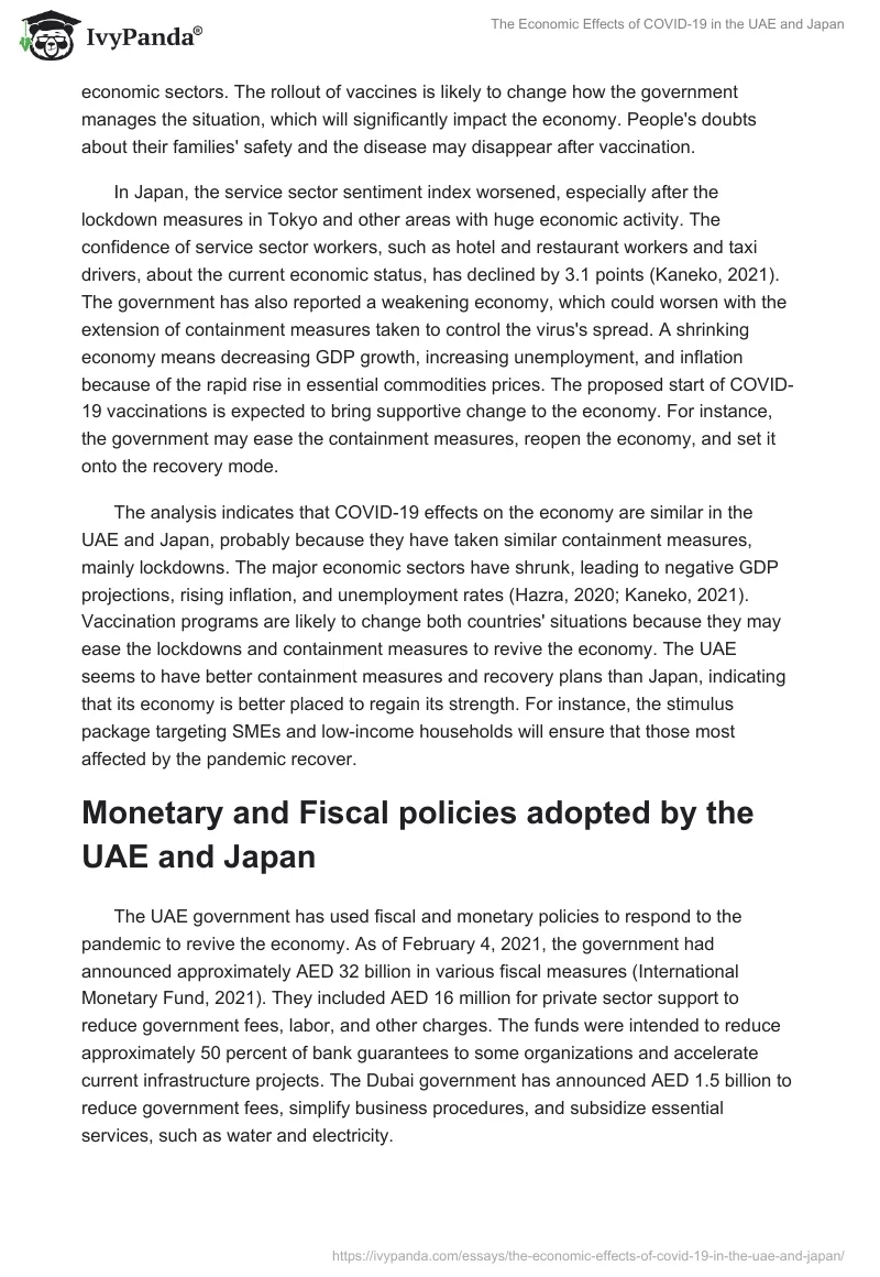 The Economic Effects of COVID-19 in the UAE and Japan. Page 2