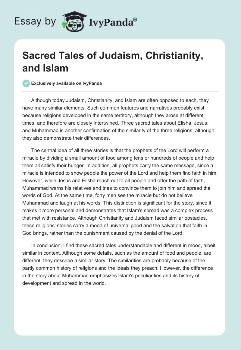 Sacred Tales of Judaism, Christianity, and Islam. Page 1