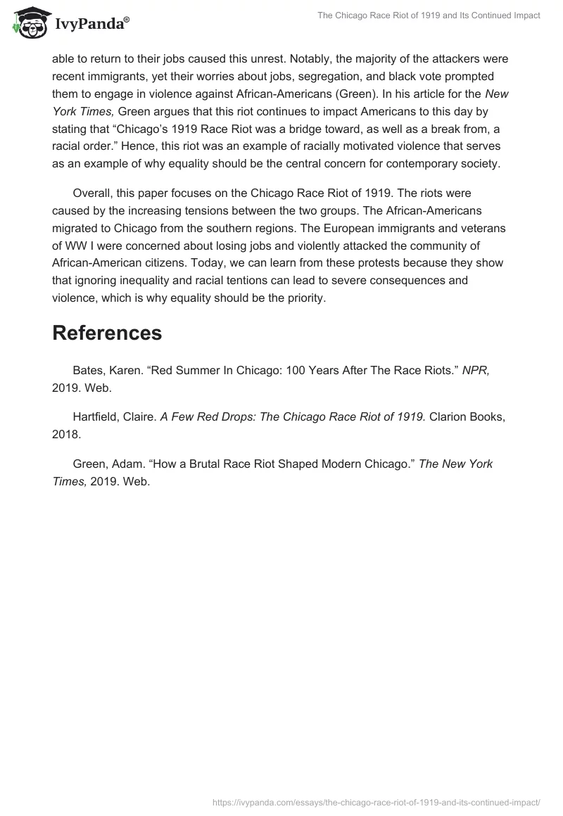 The Chicago Race Riot of 1919 and Its Continued Impact. Page 2