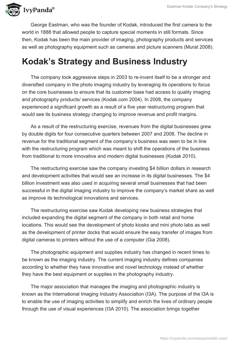 Eastman Kodak Company's Strategy. Page 2