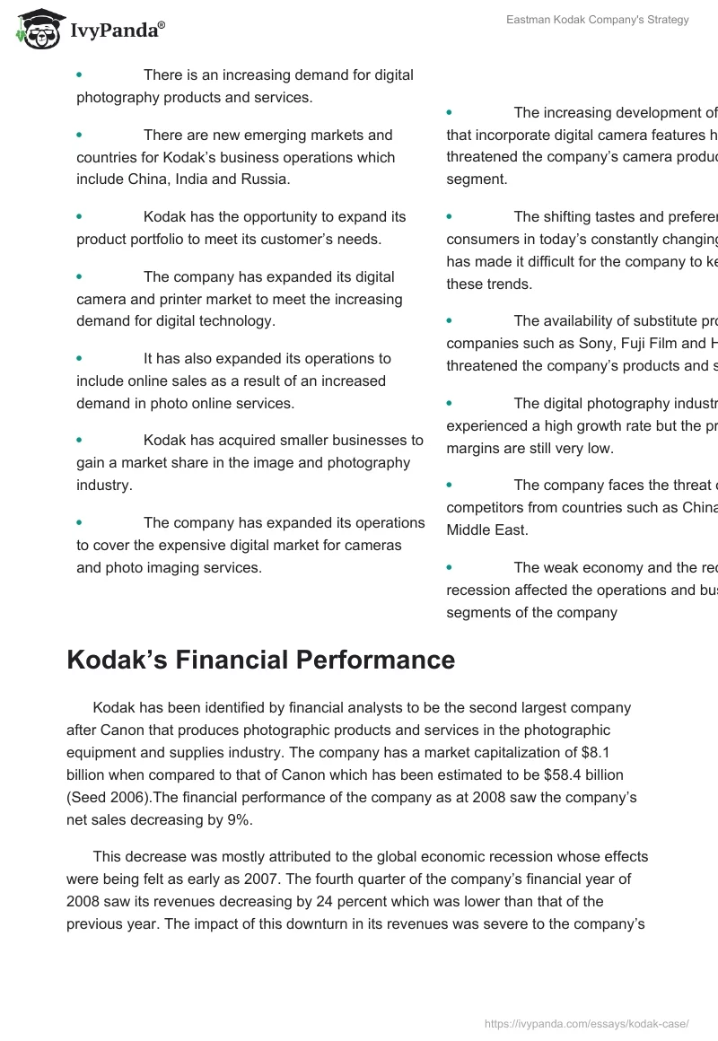 Eastman Kodak Company's Strategy. Page 4