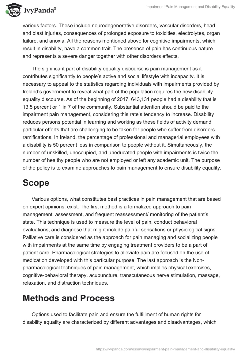 Impairment Pain Management and Disability Equality. Page 2