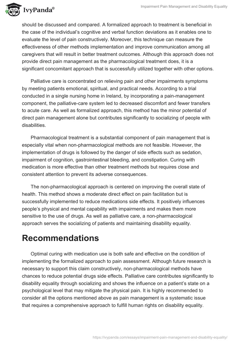Impairment Pain Management and Disability Equality. Page 3