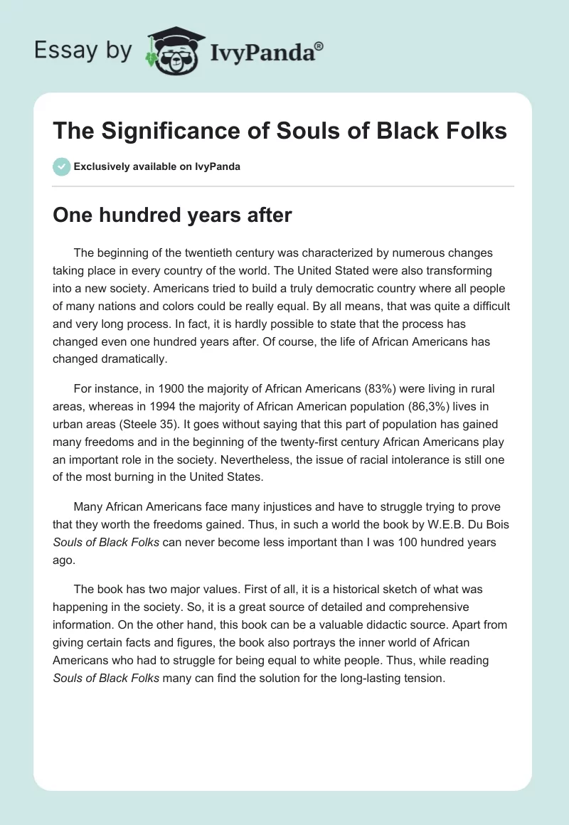 The Significance of Souls of Black Folks. Page 1