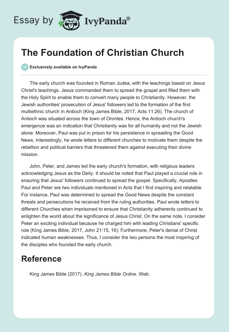 The Foundation of Christian Church. Page 1