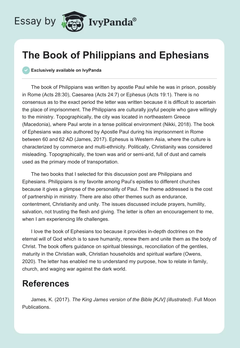 The Book of Philippians and Ephesians. Page 1