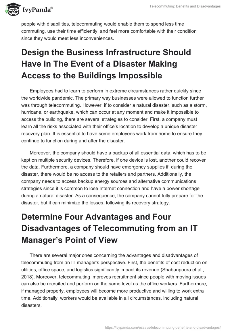 Telecommuting: Benefits and Disadvantages. Page 2