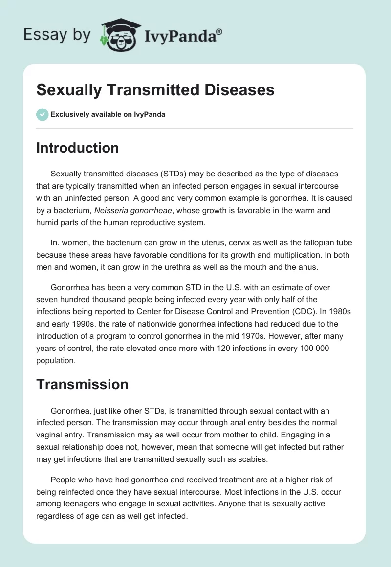 Sexually Transmitted Diseases. Page 1