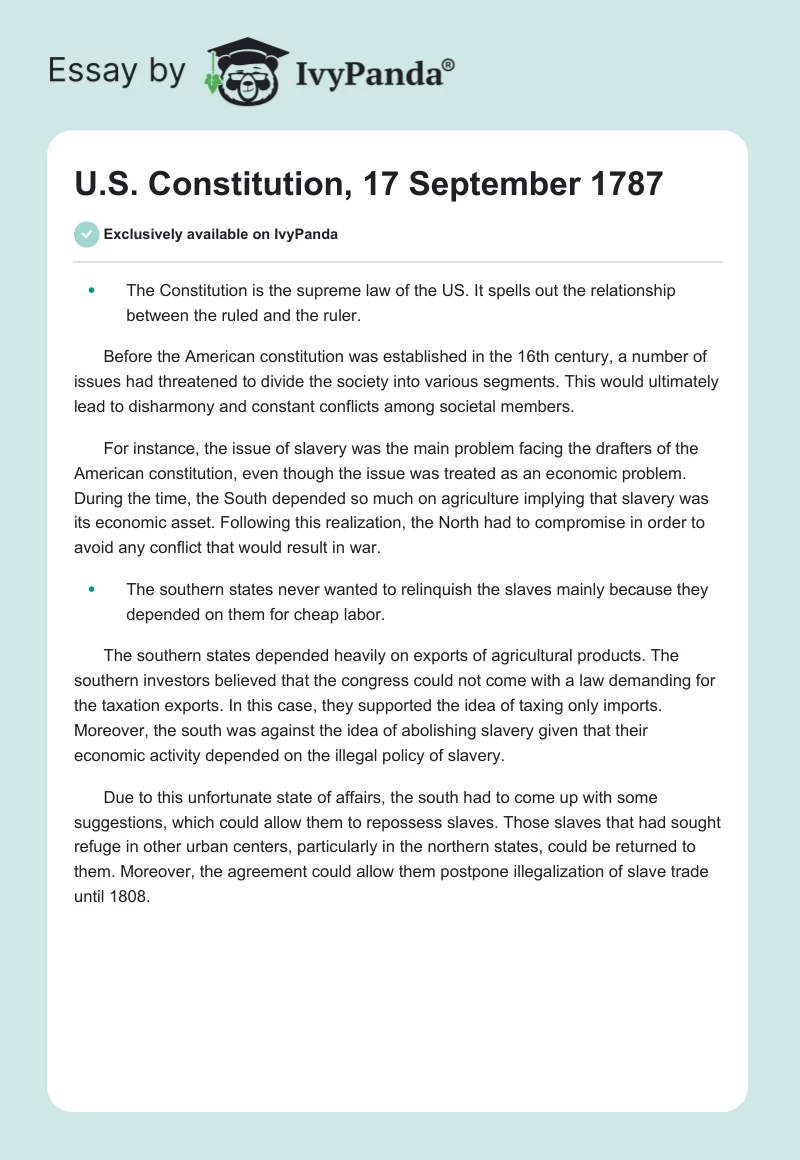 U.S. Constitution, 17 September 1787. Page 1