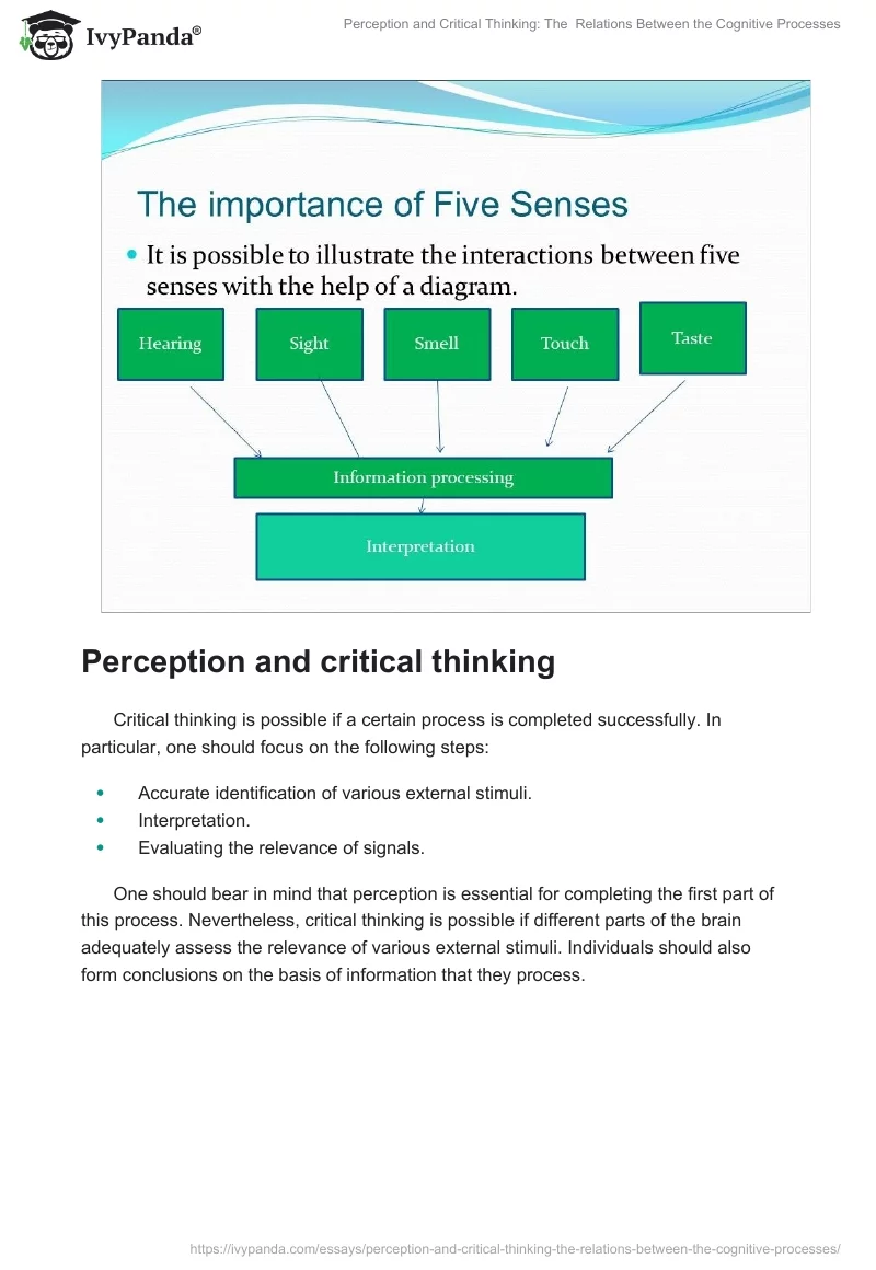Perception and Critical Thinking: The  Relations Between the Cognitive Processes. Page 3